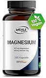 Magnesium 400mg Kapseln hochdosiert - 365 Stück (1 Jahr) 667mg je Kapsel, davon 400mg elementares Magnesium I Laborgeprüft Vegan - Wehle Sports