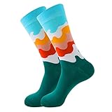 Uwdiohq Socken Damen Herren Männer Und Frauen, Erwachsene, Geometrische Fruchtsocken, Straßenwellen, Astronautensocken Sneaker Katzenmotiv (Sky Blue, One Size) Weiße Weiß Damen-Socken