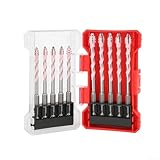 Vierrillige Exzenterbohrer 10 Stück, Dreieck Hartmetall Glasbohrer mit Sechskantschaft für Glasziegel, Hartmetall Spirale Dreieck Mauerwerk Bit für Fliesen