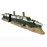 SLOCME Titanic Schiffswrack Aquarium Dekoration - Versunkenes Schiff Ornament aus Harzmaterial, Umweltfreundlich