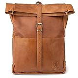 Berliner Bags Vintage Fahrradrucksack Paris aus Leder, Roll-top Kurrierrucksack für Damen und Herren - Braun