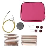 HEEPDD 13-teiliges Rundstricknadel-Set, Austauschbare Aluminium-Stricknadeln mit Ergonomischem Design, Verschiedene Größen auf Dem Griff Aufgedruckt, für Strick-, Häkel- und