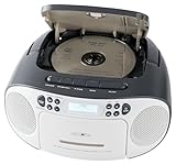 Reflexion RCR2260DAB/GR, Tragbares CD/MP3-Cassetten-USB-DAB+-Stereo Radio (2x12 Watt max. Musikleistung) 3,5 mm AUX-IN Anschluss und 3,5mm Kopfhörerausgang, Digitales LCD-Display,Grau