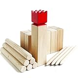 Kubb Spiel im Freien | Wurfspiel mit Tragetasche | Kegelspiel | Gummi Holz Garten Rasen Spiele | Wurfspiel mit Tragetasche (30 x 6.3 x 6.3 cm-King, M)