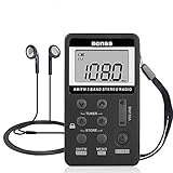 Tragbares Radio Mini FM/AM Stereo Digital Radio Portable Radio mit Kopfhörer USB Wiederaufladbare Pocket Radio ukw-/mw-taschenradio,Ausgezeichneter Empfang Black