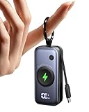 INIU Power Bank, 5000mAh 20W PD mini Powerbank mit Integriertes USB-C Kabel, Zubehör für Apple Watch, Powerbank Reise Zubehör für iPhone 16 15, Apple Watch, Samsung S25 S24, Pixel, Huawei und mehr