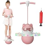 LUKIUP Pogo Ball mit Griffen, 100kg Tragfähigkeit Pogo Ball, Kind Gleichgewichtstrainer für Balance & Koordination, Outdoor Jump Spielzeug, Kinderspielzeug Jump Pogo Ball (Rosa)