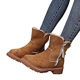 Winterstiefel Damen Warm Gefüttert Schneestiefel Elegant Winterschuhe Ankle Boots Herbst Winter Stiefel Seitlicher Reißverschluss Bequem Snowboot Outdoor Orthopädische Winterboots