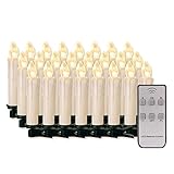 20/30/40/50/60 stk LED Kerzen Lichterkette Kabellos Dimmbar Kerzenlichter Flammenlose Weihnachtskerzen für Weihnachtsbaum, Weihnachtsdeko, Hochzeit, Geburtstags, Party (milchweisse Hülle, 40stk)