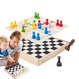 Generic Schachspiel für Kinder, Reiseschachspiel,2-in-1 fliegendes Schachbrettspiel | Puzzle-Brettspiel aus Holz mit tragbarem Holzkoffer und sicherer Aufbewahrung für Teile, Set für Kinder und