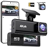 Topabol Dashcam Auto, 4K + 1080P Dashcam Auto Vorne Hinten, WiFi Dash Cam mit 64GB SD Karte, Dual Auto Kamera mit Nachtsicht, 170° Weitwinkel WDR, G-Sensor, Loop-Aufnahme, APP Steuerung, Max 256GB
