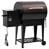 vidaXL Pelletgrill mit Ablage, Pelletsmoker mit Altöl Behälter, Holzpelletgrill mit großem Temperaturbereich, Grillwagen Pellet Grill, Schwarz Eisen