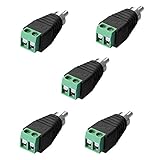 SIENOC 5 x RCA Stecker Adapter Terminalblock  Cinch Stecker RCA Adapter DC Block Schraubanschluss 2-Pin Verbinder Kabel auf Cinch Anschluss