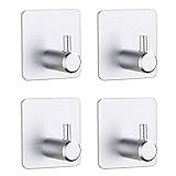 LLINthy 4 x Set Einzel-Kleiderhaken, Wandmontage, Bad-Tür-Kleiderbügel, Schwämme, Bademantelhaken, Klebehaken für Küchenutensilien-Haken