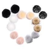 Amacoam Fellbommel für Mützen Kunstfell Pompon 14 Stück Künstlicher Haarball Nachahmung Fuchs Waschbär Haarkugel Anhänger DIY 10cm für Mützen Schuhe Schals Taschen Schlüsselanhänger 7 Farben