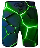 ALISISTER Herren Badehose 3D Lustige Geometrie Gedruckt Elastische Taille Hawaii Holiday Beach Board Surfen Badeshorts für Herren Mit Taschen L