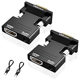 VIEVRE 2 Stücke HDMI auf VGA, HDMI Vga Adapter mit 3,5 mm Klinkenstecker, HDMI auf VGA Adapter, Adapter HDMI auf VGA für PC, Laptop, VGA-Monitor, PS4 / 3 Xbox, HDTV und mehr