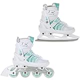 2in1 Schlittschuhe Inline Skates Inliner Raven Crystal (White/Mint, 38-42 (25cm-27,5cm))