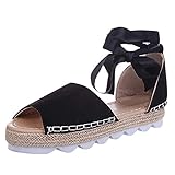 Shoes for Women UK Mouth Rope Thick Sandals Ankle Fish Grass Strap Women'S Sandals Womens Size 5, Schwarz , 40 EU