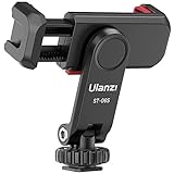 ULANZI Handyhalterung Stativ Handy Stativ Adapter Zubehör für Stativ Tripod Selfie Stick, Smartphone Halterung mit 2 Kaltschuh und 1/4' Gewinde, 360° und 180° drehbare handyhalter stativ (ST-06S)