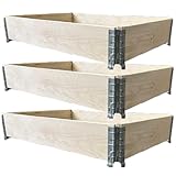 Hochbeet aus Palettenrahmen 3-teilig Palettenrahmen Hochbeet Gartenbeet Aufsatzrahmen auf Europalette Holz Klapprahmen steckbar faltbar 120 x 80 x 20 cm