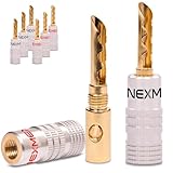 NEXMEX Hohl Bananenstecker 4mm - 8 Stück Stecker als Set - Hohl Steckverbinder 24K vergoldet Hohlbananas für Lautsprecherkabel - HiFi Lautsprecheranschluss