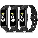 Vancle 3 Stück Armband für Samsung Galaxy Fit 2 Armband für Damen Herren, Weiches TPU Silikon Uhrenarmband Wasserdichtes Sport Ersatzarmband für Samsung Galaxy Fit2, Schwarz/Schwarz/Schwarz