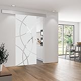 inova Glasschiebetür Komplettset 1025x2200 mm Kreis Design mit Alu Laufschiene und Griffmuschel inkl. beidseitiger Softclose