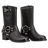 LUMUTA Stiefel Damen Schwarz Stiefeletten Damen Klassisch Wildleder Halbstiefel für Frauen Biker Boots Damen mit Absatz Schuhe Damen Elegant Mode Stiefel