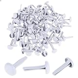 100 Stück Mini Brads Musterbeutelklammern Rundkopfklammern Musterklammern Metall Rundkopfklammern Scrapbooking Brads Musterklammern Für Schule Büro Papier Briefklammern Basteln Handwerk DIY (weiß)