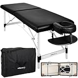HABYS Nina Massageliege | Klappbar Aluminium 2 Zonen | Massagetisch mit Vollausstattung | 165 x 60 x 79 cm, bis 250 kg | Kopfstütze, Tragetasche, MDR-Zertifiziert | Schwarz