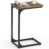 VASAGLE Beistelltisch, Sofatisch, C Form, Couchtisch, mit Metallgestell, industriell, für Wohnzimmer, Schlafzimmer, vintagebraun-schwarz LET350B01