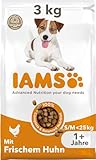 IAMS Hundefutter trocken mit Huhn - Trockenfutter für erwachsene Hunde ab 1 Jahr, geeignet für kleine & mittelgroße Hunde, 3 kg