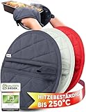 WOHNHELD® Ofenhandschuhe & Topflappen Set - 2 Stück - Extrem hitzebeständig 250° C - Waschmaschinen geeignet - Topflappen Handschuh - Topfhandschuhe Topfuntersetzer - 20 x 20 cm - Grau Rund