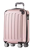 BEIBYE Hartschalen-Koffer Trolley Rollkoffer Reisekoffer Handgepäck 4 Rollen (M-L-XL-Set) (Rosa Gold, M)