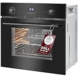 Bomann Einbaubackofen mit Grill, Heißluft & Ober-/Unterhitze | Backofen 56L Nutzinhalt | Ofen mit 50°C - 250°C Bereich & Touch Control | Oven mit 9 Backofen-Funktionen | EBO 7909 schwarz