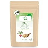 Curly Superfood Rotes Maca Pulver Bio aus Peru 500g - Kontrolliert biologischer Anbau, handgeerntet, Rohkostqualität & Laborgeprüft - Bio Maca Pulver Rot abgefüllt in Deutschland