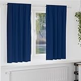 Fasba Vorhänge mit Vorhängen 2 pcs Dunkelblau Polyester, Verdunkelungsvorhang Schiebegardinen Modern Curtain for Wohnzimmer Schlafzimmer4107474