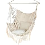 Hängesessel Outdoor, Hängesessel Indoor mit 2 Kissen, Hängesessel ohne Gestell bis 150 kg, Hängestuhl für Erwachsene, Hängesitz für Indoor, Outdoor, Schlafzimmer und Garten