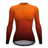 Wulibike Radtrikot Langarm Damen Radtrikot Leichtes Radshirt Radjacke Radshirt mit 3 Taschen (Rot und Gelb, M)