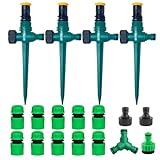 Multifunktion Garten Sprinkler, Rasensprenger, 360° Drehbarer Gartensprenger Garten Sprinkler mit Schlauchkupplung1/2 und Y, gartenbewässerung, Automatische Bewässerung Gartensprenger(Set 1)