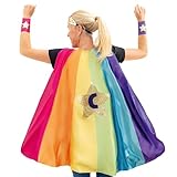 Papierdrachen Superhelden-Set Stern rainbow Damen - Cape Manschetten Diadem - Action und Fantasy - Karneval und Fasching - Kostüm