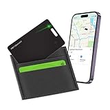 KEYSMART SmartCard Slim Wallet Tracker Karte, Wiederaufladbar & Wiederverwendbar, Schlüsselband-Schlitz, Funktioniert mit Apple Find My App, Bluetooth GPS Tracker Koffer, Luggage, Geldbörse, Schlüssel