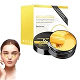 60 Pcs 24K Gold Deep Hydration Feuchtigkeitsspendende Eye Pad Mask, 24K Gold Kollagenaugenmaske, Collagen Under Eye Patches, Tränensäcke und Schwellungen kühlend, Мindern Falten und müde Augen