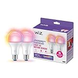 WiZ E27 LED Lampe Tunable White & Color 2er-Pack, dimmbar, 100W, 16 Mio. Farben, smarte Steuerung per App/Stimme über WLAN