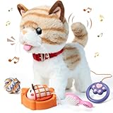 OR OR TU Katze Spielzeug Kinder Plüsch Kätzchen Elektronische Haustiere mit Ferngesteuerter, Interaktives Spielzeug Katze der Läuft und Bellt, Wiederholen was Sie Sagen für Kinder Geschenk