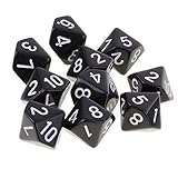 Yourandoll 10 STÜCKE Polyedrische Würfel D10 Würfel Dice Spielwürfel for DND RPG Tischspiele (Schwarz)