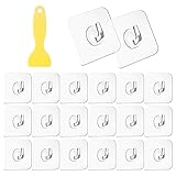 Vaktop Magischer Haken, 20 Stück Transparente Haken, Klebehaken Transparent, Selbstklebende Klebehaken mit Schaber - für Küche, Bad, Toilette Türwand (5kg Max)
