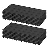 Laneetal WPC Fliesen 12er Set, für Terrasse Balkon, Terrassenfliesen Klicksystem, Bodenfliesen für außen, 30 x 60 cm, Anthrazit