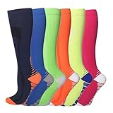 HDSDVNON Fenglaoda Kompressionsstrümpfe for Damen und Herren, unterstützen die Durchblutung, 6 Paar Socken for Krankenschwestern, Reisen und Flüge(6-pure colour,Large-X-Large)